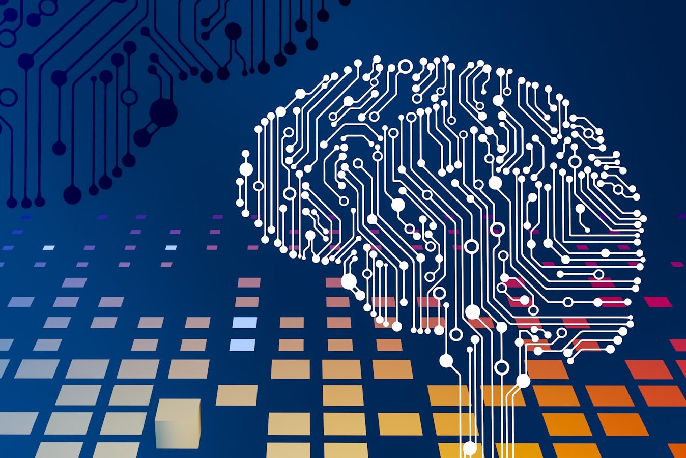 a computer circuit board with a brain on it